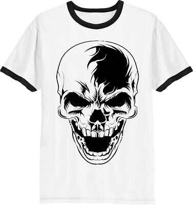 SKULL Biker Ringer T-shirt Da Uomo | serigrafato