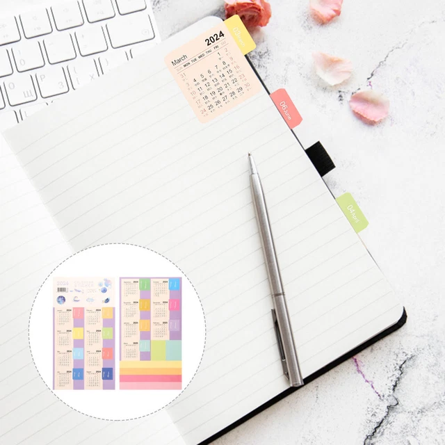 10 SETS 2024 Full Year Calendar Index Label Sticker 4pcs/set Stickers