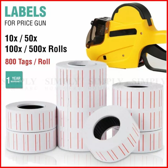 Price Tag Gun Labels Tags Rolls Sticker Pricing Tagging MX5500 800 Labels / Roll