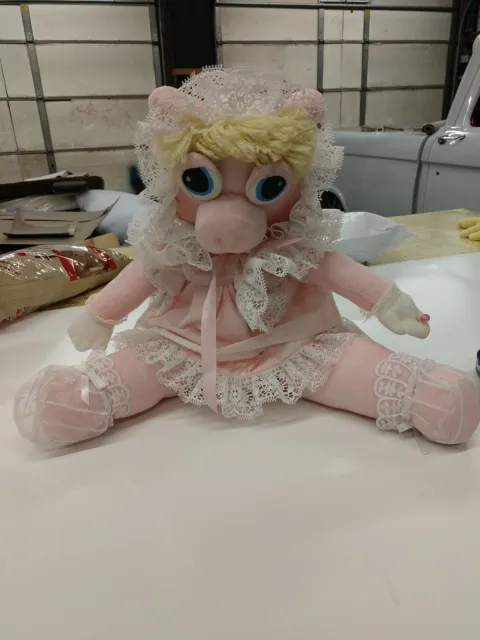 Vintage Handmade Miss Piggy Sewn Plush Doll Muppet  UNIQUE