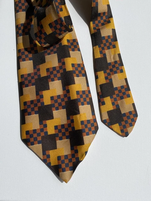 Cravate Homme Vintage Circus London Années 70 - 100% Laine, Large, Couleur Noisette, Neuve Sans étiquette