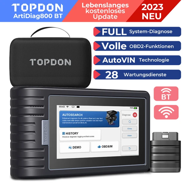 TOPDON AD800 BT Dispositivo Diagnostico Auto Scanner TUTTI i Sistemi AutoVIN DE