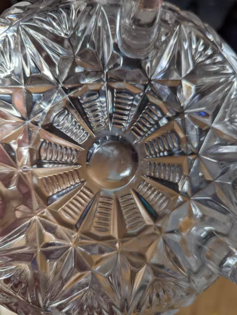 Large Pinwheel Crystal 3 Footed Bowl, Fruit Bowl,Vintage Cut Crystal,Sawtooth