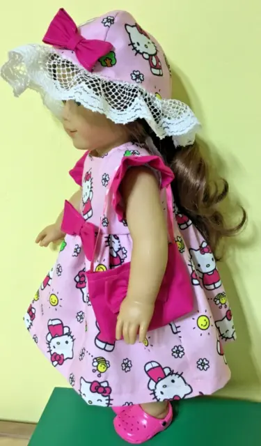 18 inch doll clothes will fit american girl type dolls handmade "hello kitty" 2
