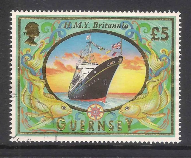 Guernsey 1998 sg803 £5 H.M.Y Britannia Yacht Ship High Value Fine Used B135