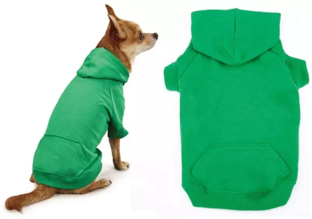 Bright Green Dog Hoodies High Quality Cotton Blend Kangaroo Pocket Sweatshirt