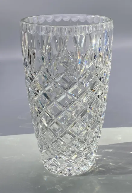 7” Antique American Brilliant Cut Crystal Vase Diamond 💎 Scalloped Rim