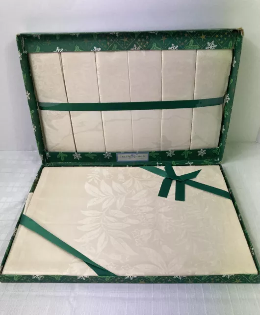 Irish Linen Damask Floral Tablecloth & Napkin Set w/ Box - 72" x 54", Ireland