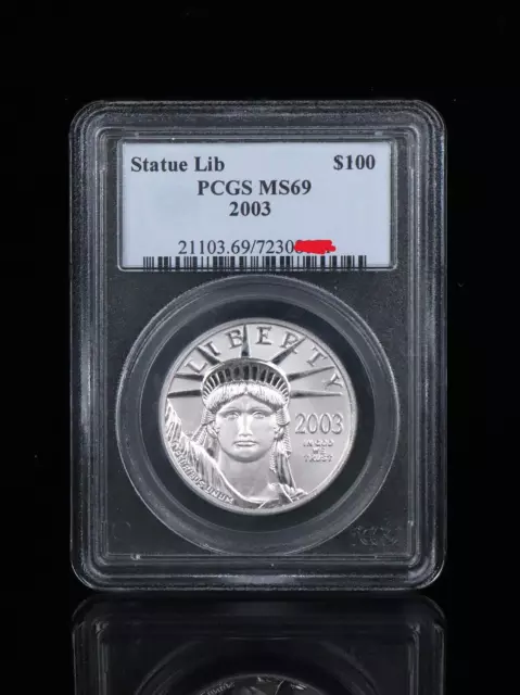 PCGS MS69 2003 .9995 Platinum 1oz Statue Of Liberty $100 Eagle Coin