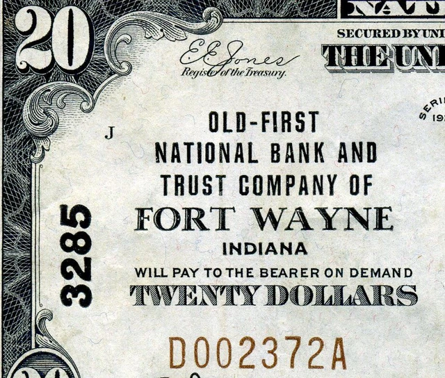 HGR SUNDAY 1929 $20 FORT WAYNE Indiana ((GORGEOUS)) VERY HIGH GRADE
