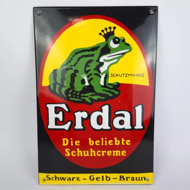 Erdal Schuhcreme antikes Emailleschild Emailschild enamel sign plaque Email