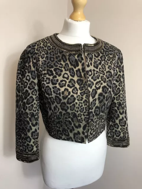 MATTHEW WILLIAMSON couture cropped bolero Jacket embellished Leopard Jacquard 10