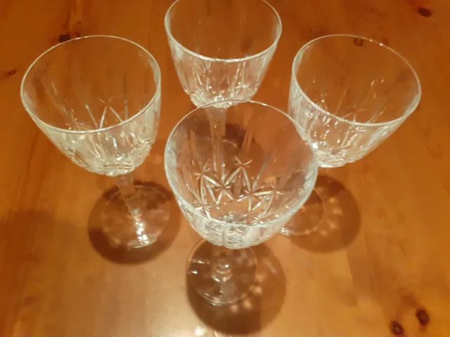 "Orchestra" 4 cut glass wine glasses each 8 3/4 oz. Boxed