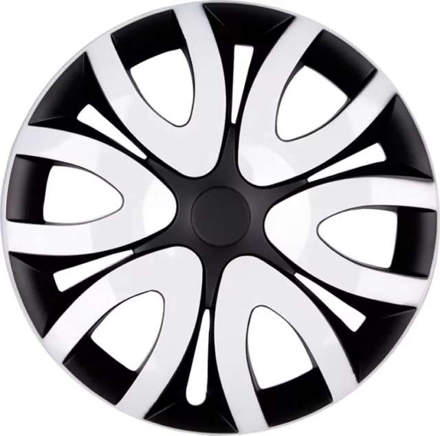 4x Premium Design Copricerchi Coprimozzi " Mika " 16 Pollici #65 IN Nero Bianco