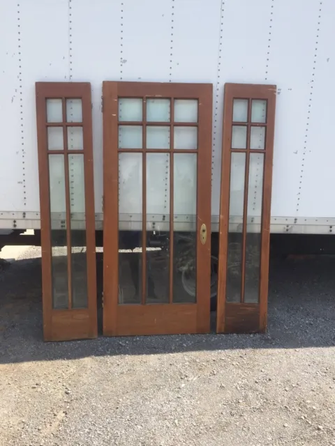 Ad 6 Pine Door Set Beveled Glass With Sidelights And Jamb