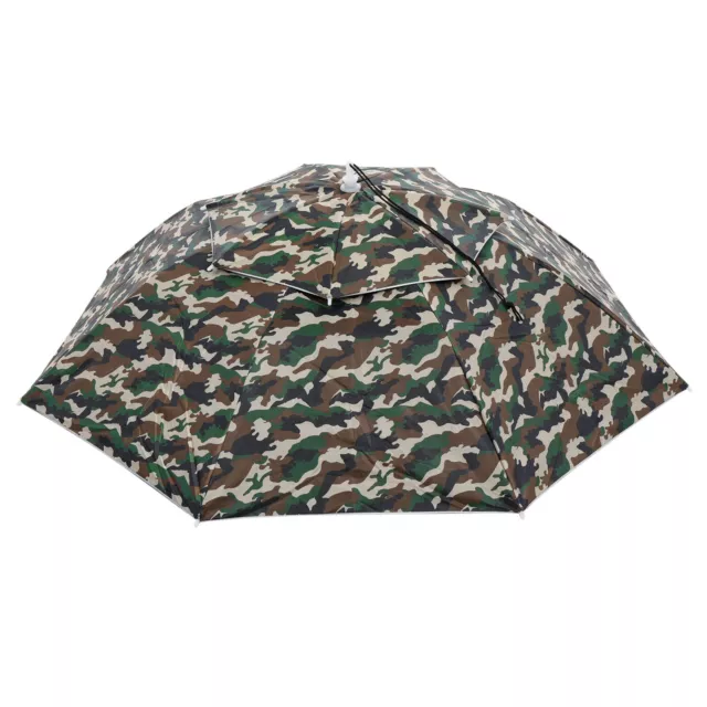 OD 37.4" Umbrella Hat, Oxford Folding Double Layer Cap with Head Strip, Camo