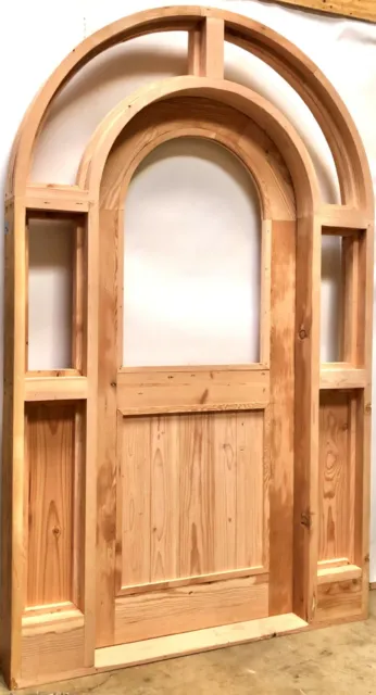 Rustic reclaimed lumber side lites door solid wood story book castle glass door 3