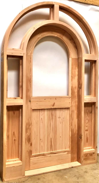 Rustic reclaimed lumber side lites door solid wood story book castle glass door 3