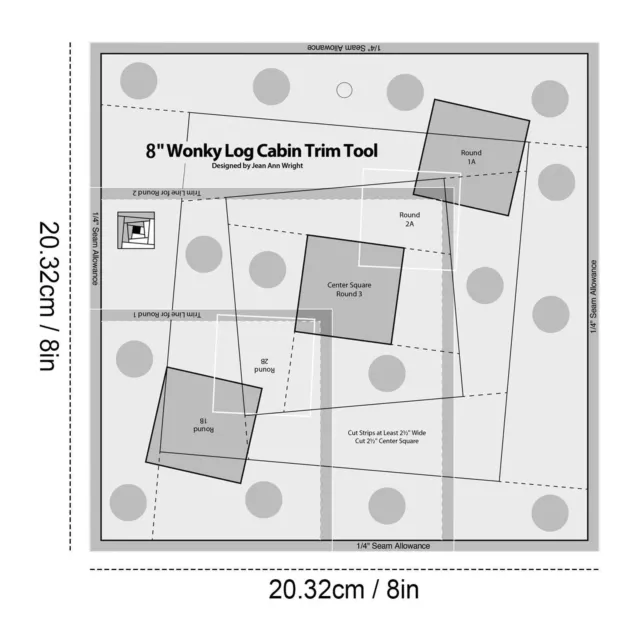 Creative Grids 6/8/10in Curvy Log Cabin Trim Tool Quilt Ruler for Sewing Crafts 3