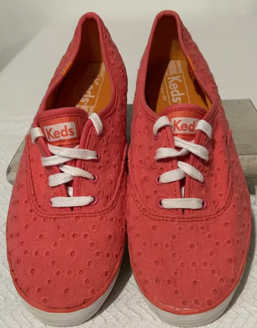 Keds Womens Champion Pink Orange Casual Sneakers Shoes Size 9 EUC