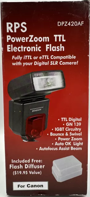 RPS DPZ420AF PowerZoom TTL Electronic Flash For Canon Digital SLR