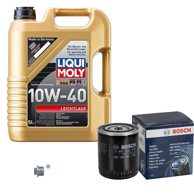 Filtro olio Bosch 5L Liqui Moly funzionamento leggero 10W-40 per Audi Cabriolet 2.6 2.8 A6
