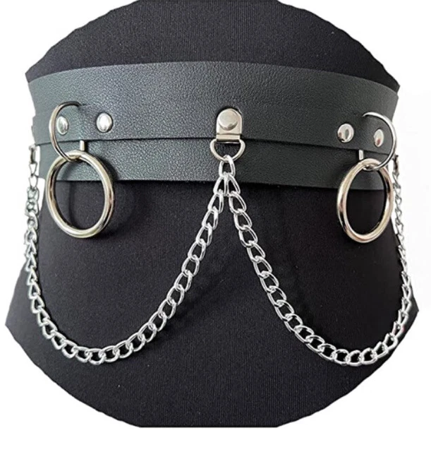 BLACK PUNK CHAIN Belt Leather Layered Gothic Belly Sexy Rave Waist Harness 9617 £18.78 PicClick UK