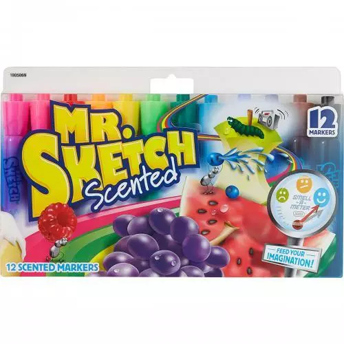 Mr. Sketch Scented Markers, Chisel Tip, Assorted Colors, Pack of 12