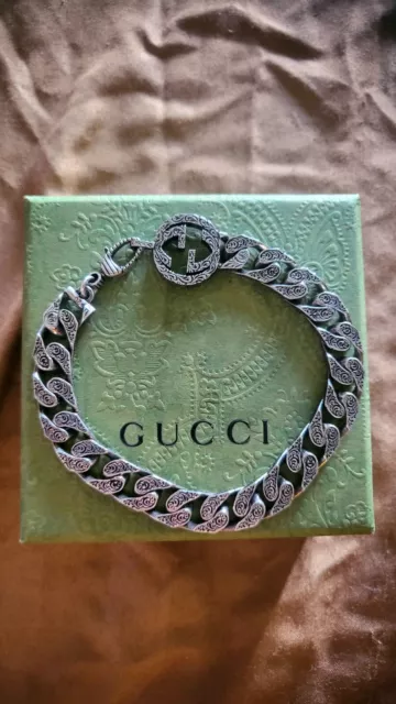 GUCCI Interlocking G logo Bracelet Silver Chain