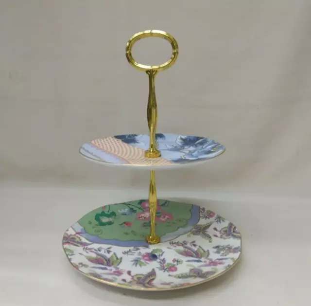 Wedgwood Butterfly Bloom Dish 2-tier Floral Bone China Cake Stand 21cm / 16cm