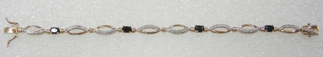 Vermeil Gold Over Sterling Silver Sapphire 7.5 Inch Bracelet N211-P