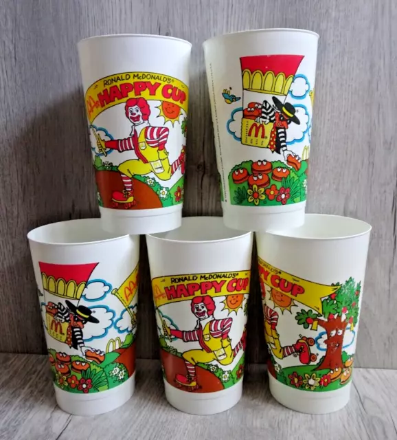 Ronald McDonalds Happy Cup x5  Retro Vintage 1983 Collectable 80s Prop USA