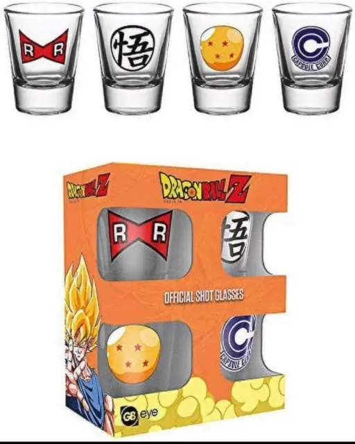 DragonBall Z Mix Anime/Manga Style Shot Glasses Gift Set - Set of 4 Brand New