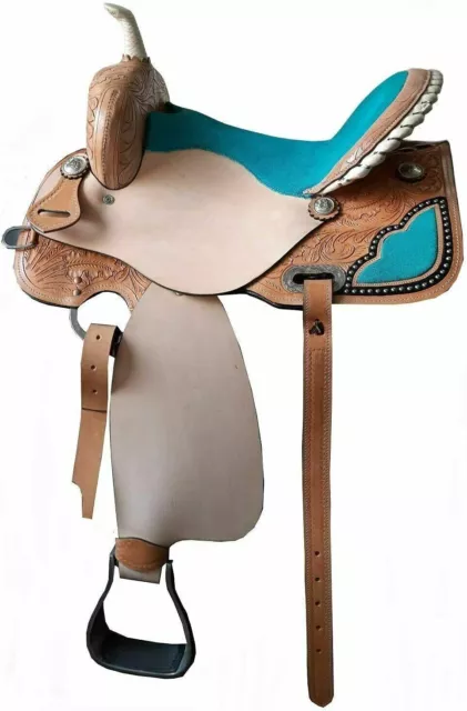 Premium Western Beautiful Leather Barrel Racing Trail Horse Saddle With Set