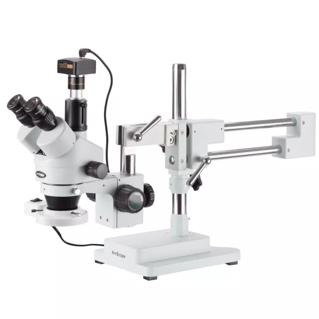 AmScope 3.5X-90X Inspection Zoom Stereo Fluorescent Microscope +1.3MP USB Camera