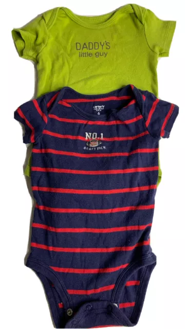 Carter’s Baby Boy One Piece Bodysuits Shirt Sleeve Size 6 Months Lot of 2