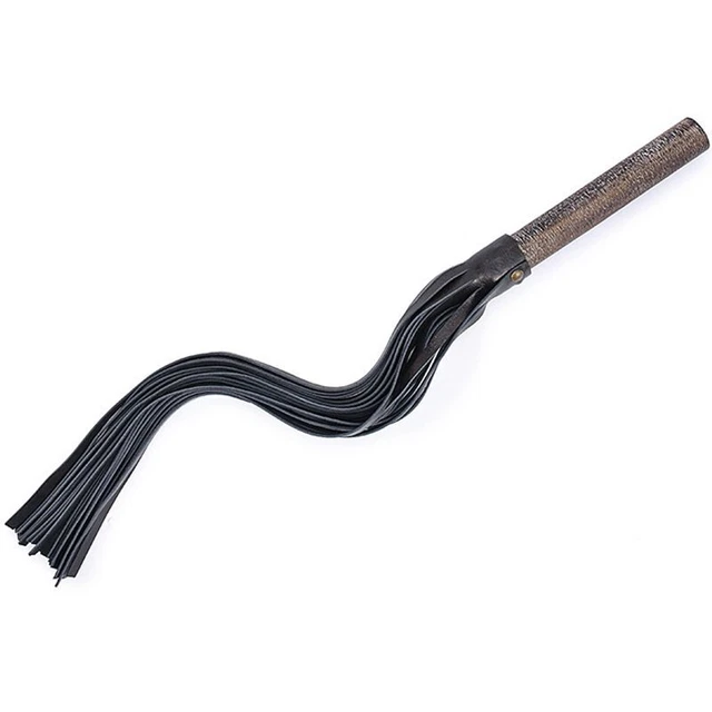 Handwork Make Genuine Leather COW Whip Ancient Wooden Round Handle 3
