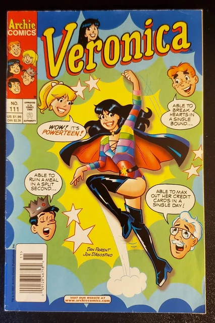 Veronica #111 - 1st Powerteen - Dan Parent - HTF low print run key issue