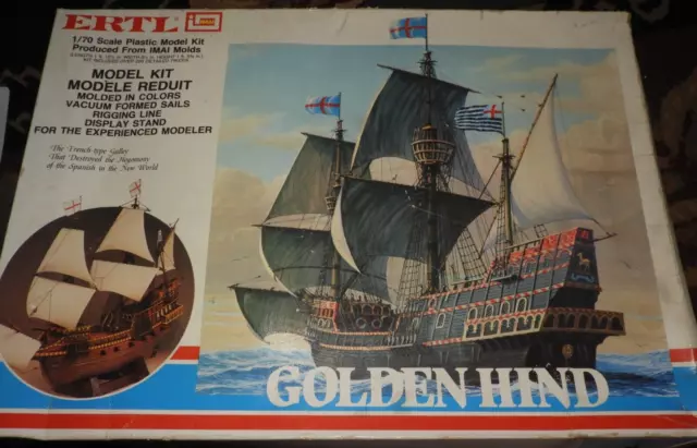 VINTAGE ERTL IMAI GOLDEN HIND Kit 8064 1/70 Scale Full Masted Sailing ...