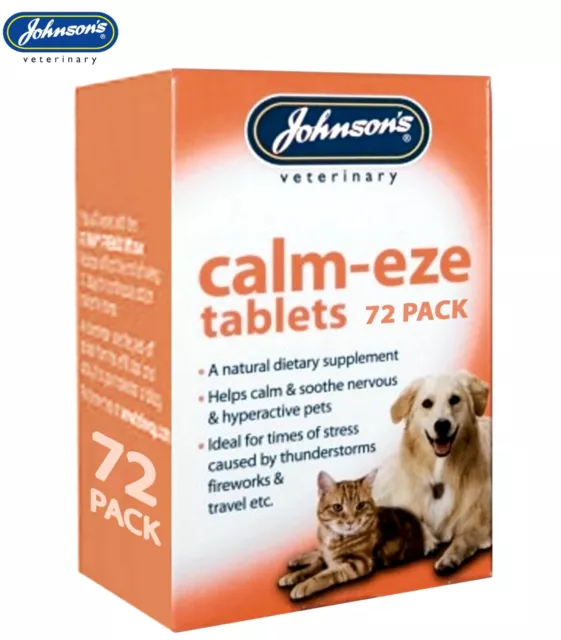 Johnson's Calm-Eze Tablets 72 Pack Helps Calm & Soothe Dogs, Cats Veterinary