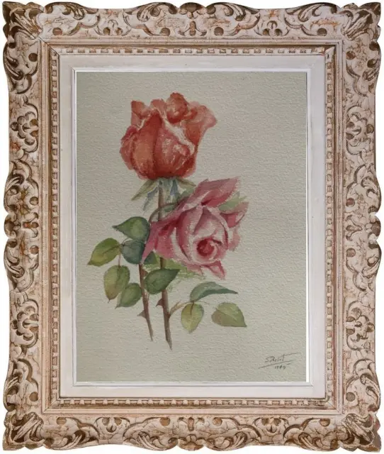 Suzanne PROVOT (1931-2022) Superbe Peinture Bouquet de Fleurs Roses (109)