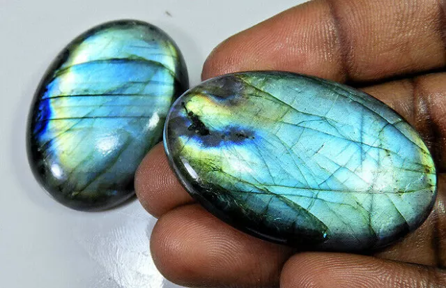 190Cts.Labradorita natural Multi Flash Oval Cabochon Piedra preciosa suelta...