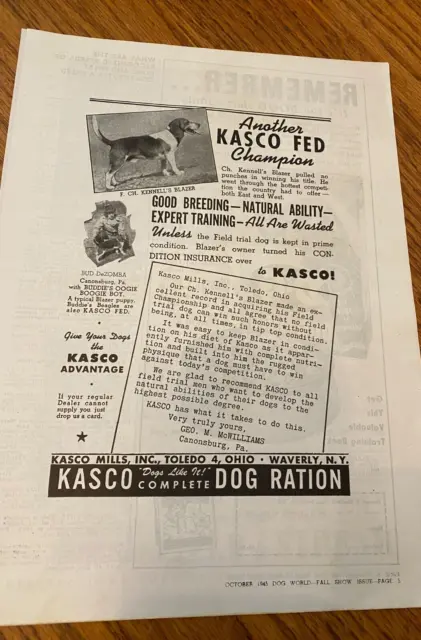Vintage Kasco Dog Food Ad - Beagle