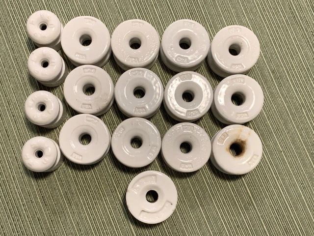 Lot Of 17 Vtg Ceramic Porcelain Usa Electric Power Line Insulator Wp5 & Wp6