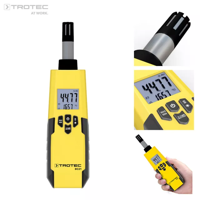 TROTEC BC21 Thermo-hygromètre digital, Testeur d'humidité