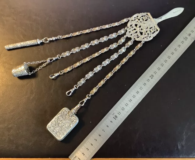 Victorian Silver Plated Chatelaine for Sewing
