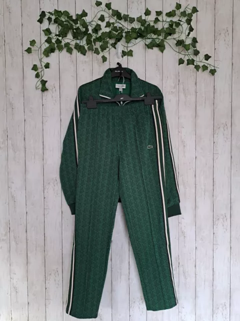 Lacoste XS Green Tracksuit, Trousers & Jacket Coord Set, Logo Pattern, NWT