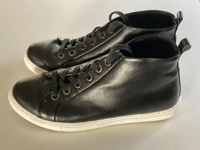 Reaction Kenneth Cole Jonis Black Leather High Top Sneaker Women Shoes US 8.5 M