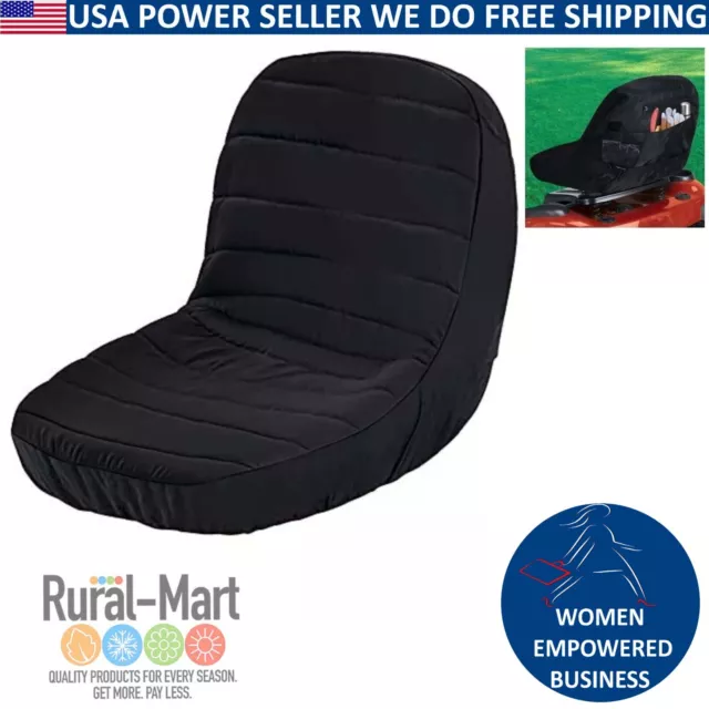 15" Riding Lawn Mower Seat Cover BLACK For John Deere,Craftsman,Cub Cadet,Kubota