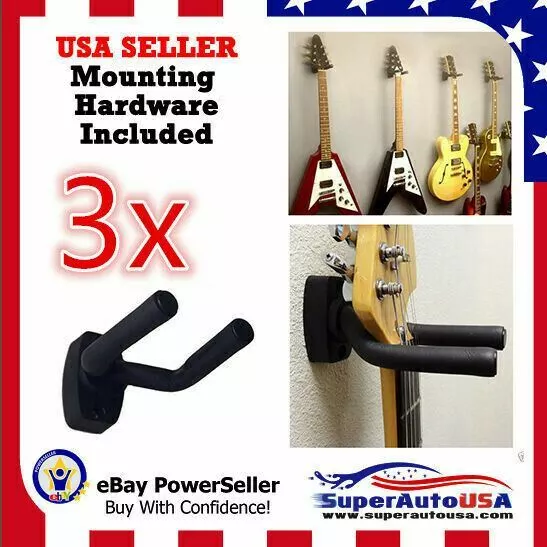 3-PACK Guitar Hanger Hook Holder Wall Mount Display Acoustic Electric US Stock
